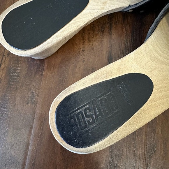 BOSABO Studded Wooden Slide Sandals in Black Calfhair Leather FRANCE MADE - Picture 8 of 12